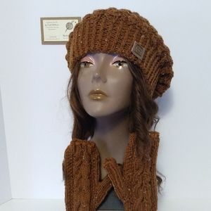 Hand Knitted Womens Hat/Handwarmer Set